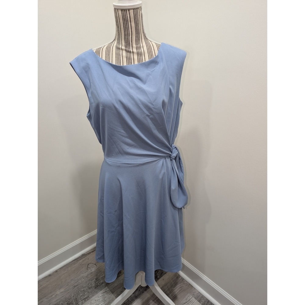 Tahari Arthur S Levine Dress Blue Side Wrap Sheath Dress 14 Classic Old Money